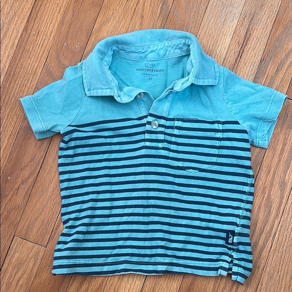 Vineyard Vines Kids Blue Striped Polo Shirt 2t
